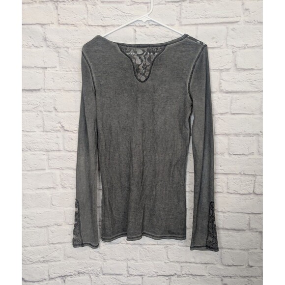 Maurice's Scoop Neck Y2K Style Waffle Knit Shirt With Lace insets Size Medium - Picture 2 of 8